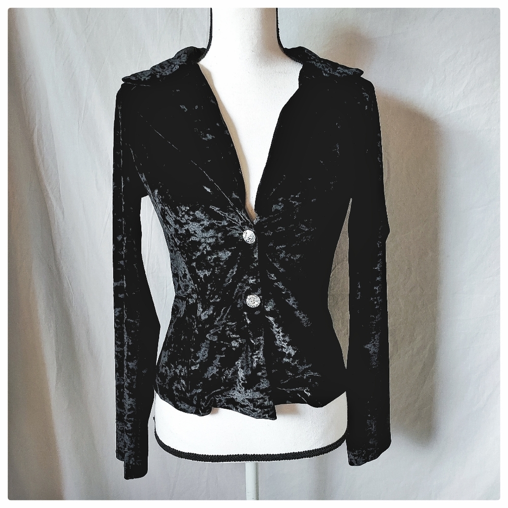 Vintage Velvet Black Bejeweled Susan Fixel Blazer